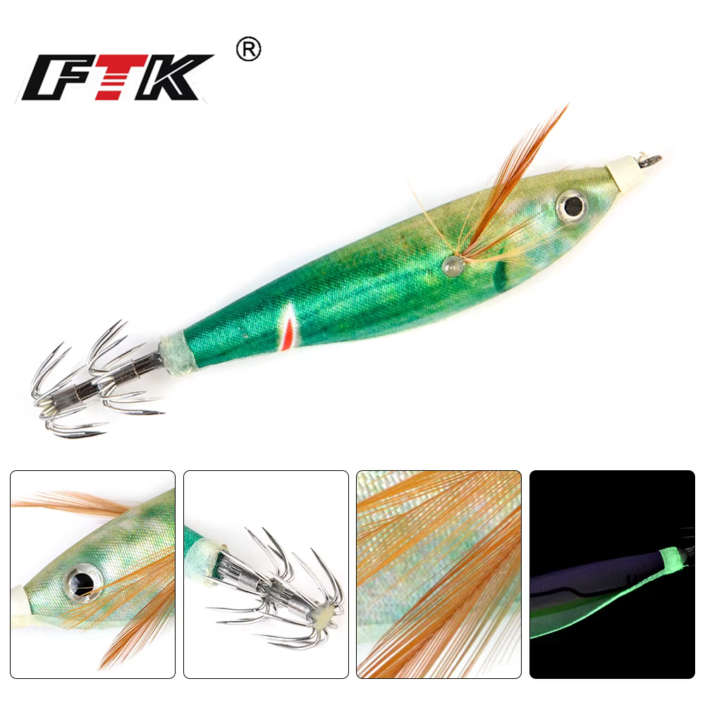 FTK Jig de Calamar Luminoso – Señuelo Artificial con Ojos 3D para Pesca en Mar - imagen 4