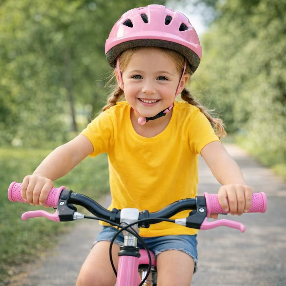 Empuñaduras instaladas en manillar de bicicleta infantil