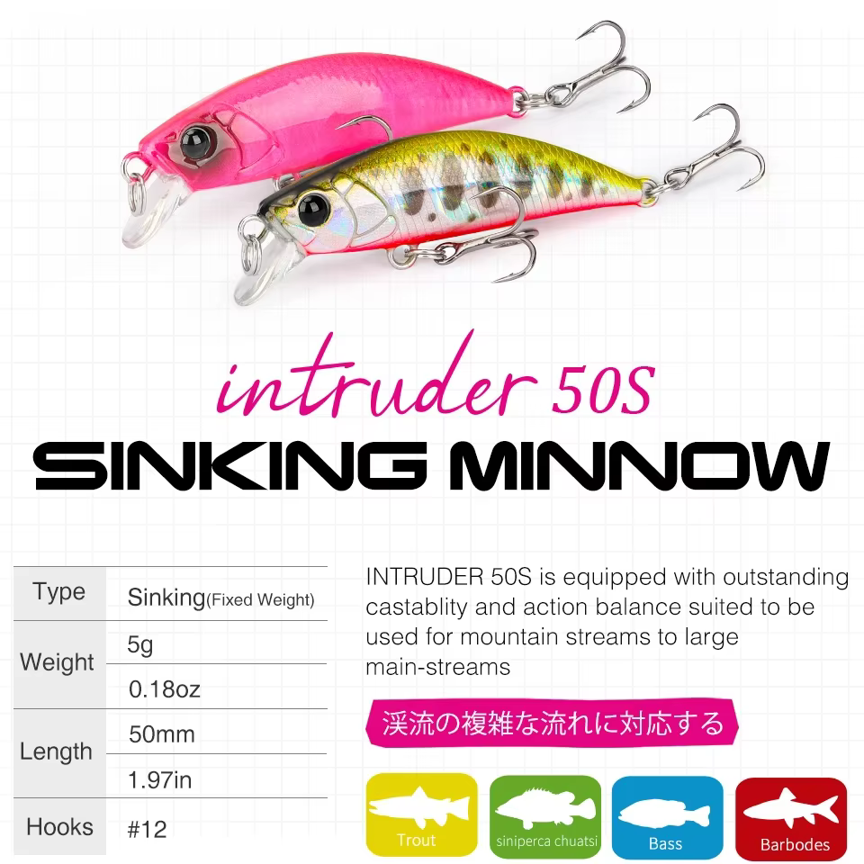 Tsurinoya Intruder 50S – Minnow hundido para spinning - imagen 4