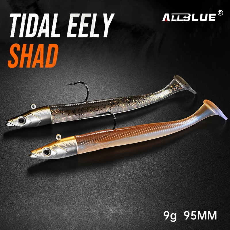 ALLBLUE Tidal Eely Shad señuelo vinilo con jig head para mar - imagen 5