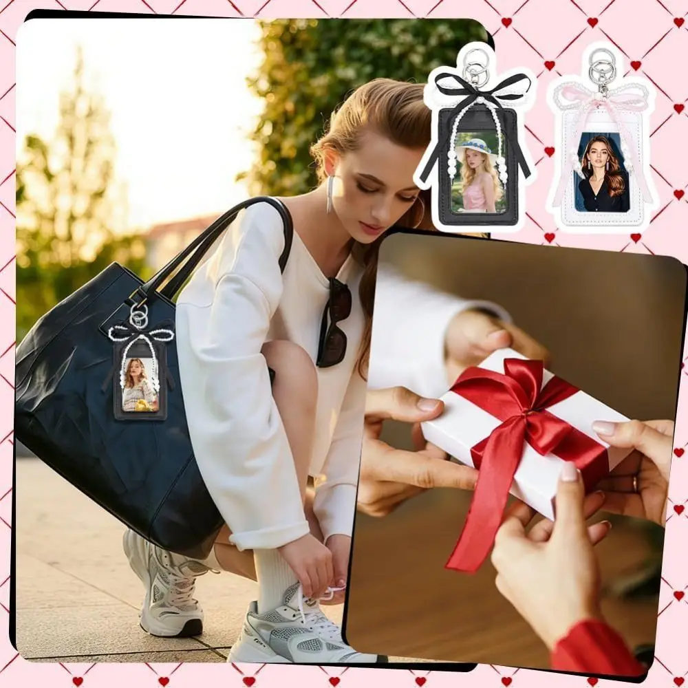 Portafotos decorativo PU suave con lazo y funda para tarjetas INS - imagen 3