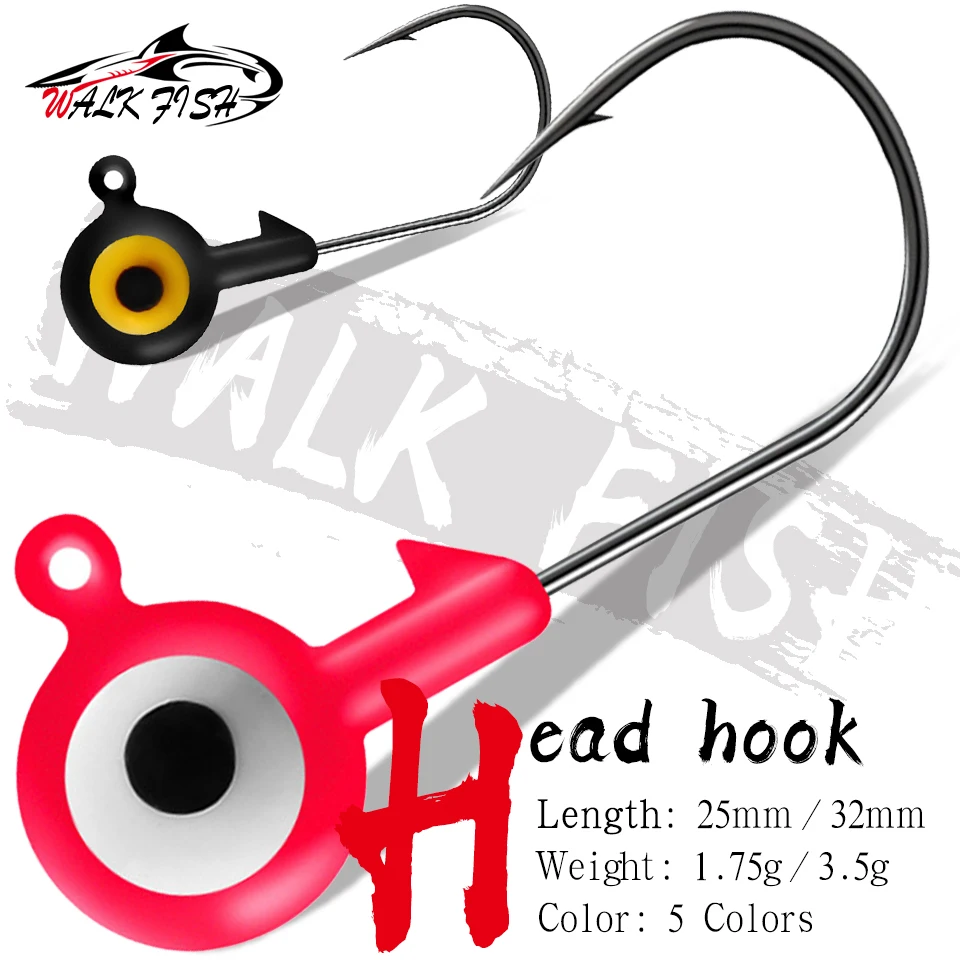 WALK FISH Anzuelos Jig Head reforzados con ojos dobles acero carbono - imagen 4
