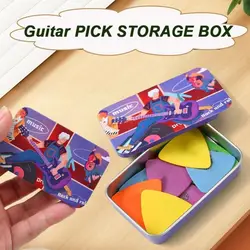 Estuche púas guitarra dibujos animados caja metálica portátil