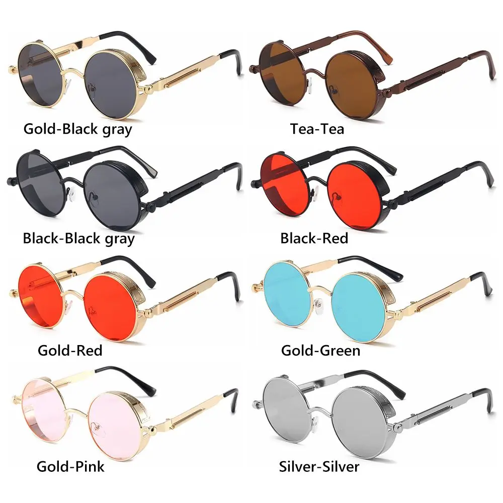 Gafas de sol góticas Steampunk con montura metálica redonda