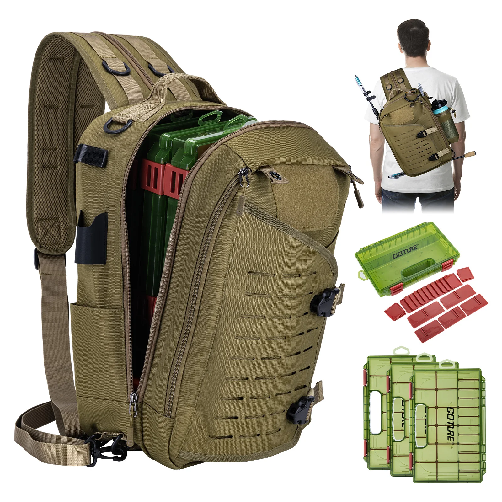 Bolsa de pesca Goture Oxford 900D impermeable con compartimentos