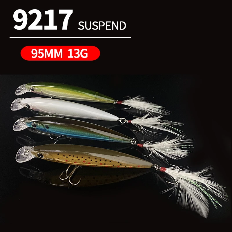 Señuelo swimbait flotante pececillo con plumas para lucio - imagen 2