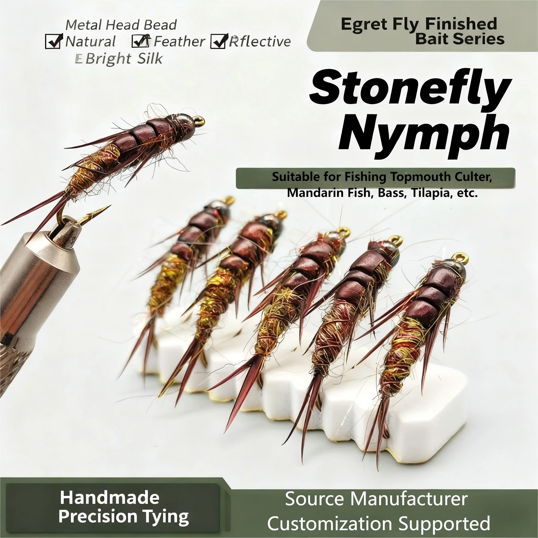 Cebo artificial Stonefly para pesca con gancho de pelo - imagen 5