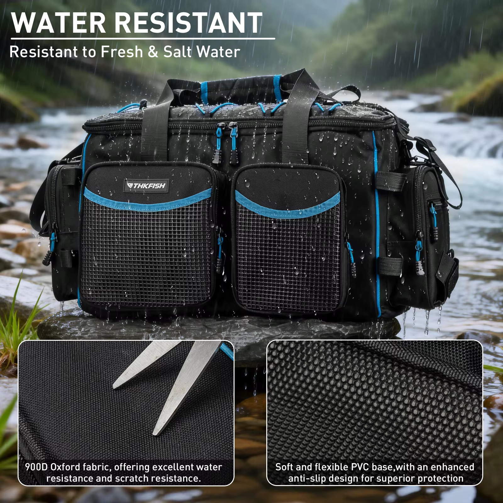 Bolsa bandolera de pesca impermeable con soporte para cañas - imagen 5