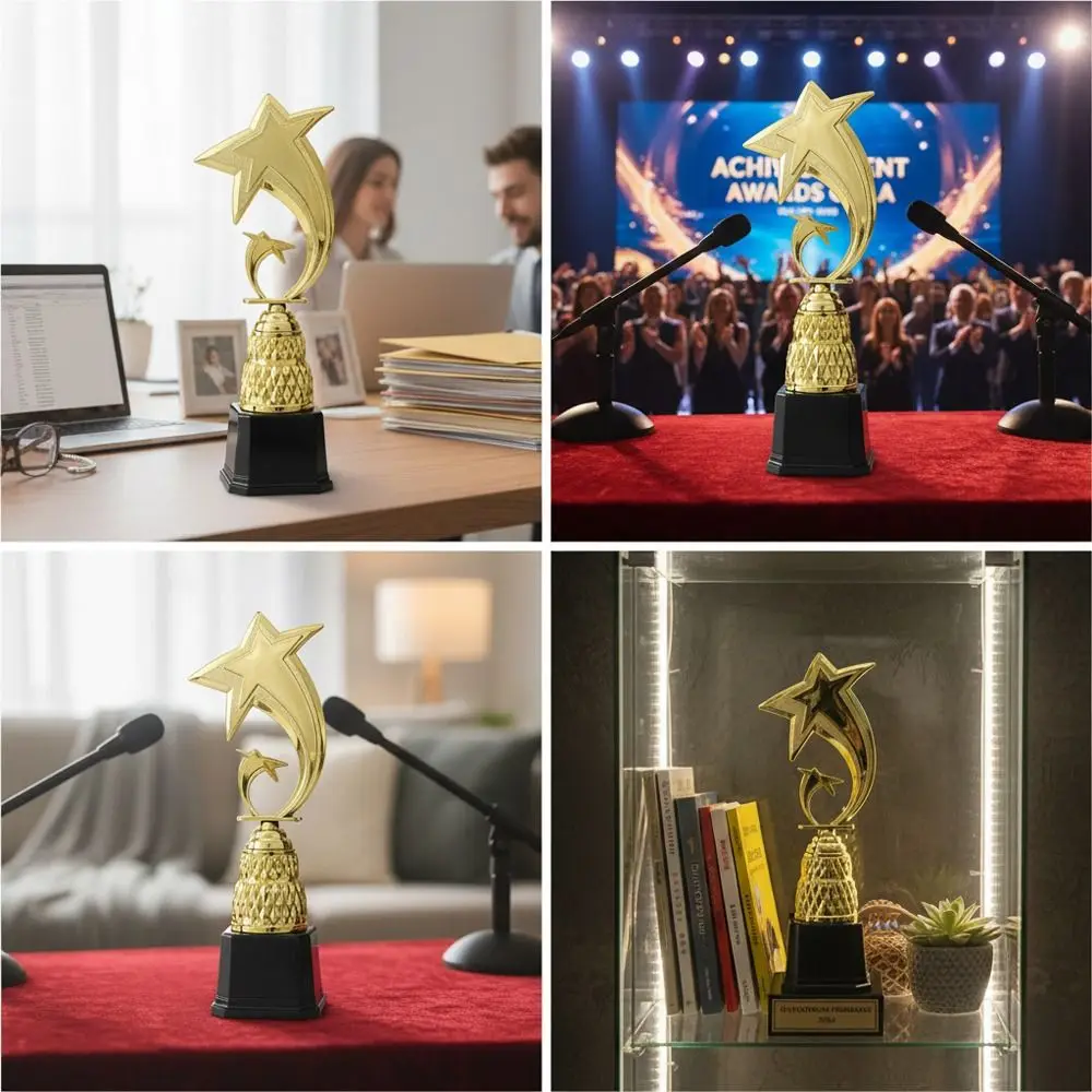 Trofeo Estrella con base negra de plástico para día deportivo escolar - imagen 2