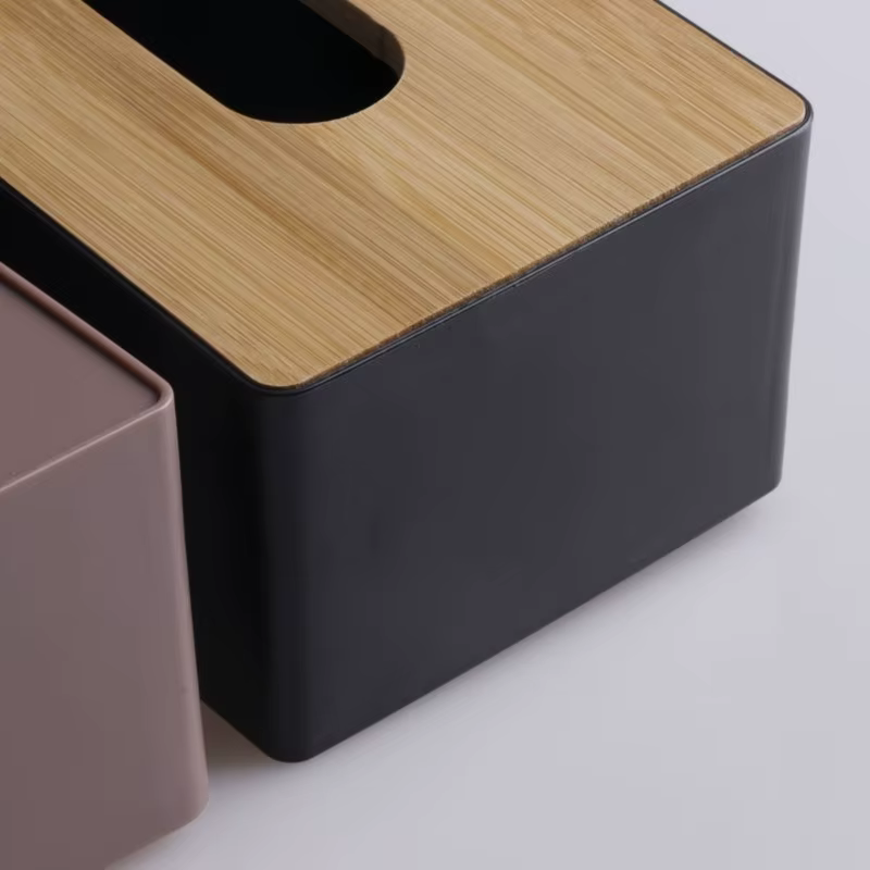 Caja de pañuelos bambú macizo elegante resistente para hogar - imagen 4