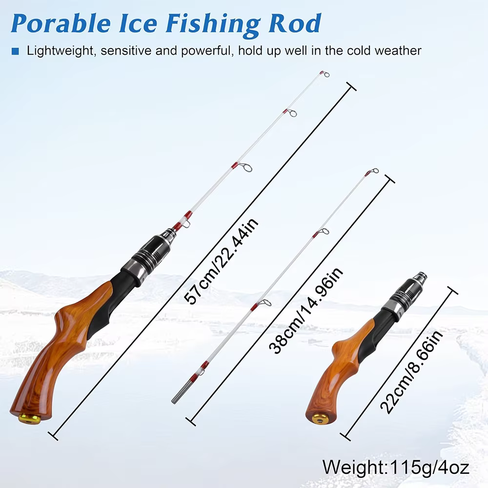 Caña de Pesca de Hielo Ligera y Portátil para Trucha y Perca - imagen 5