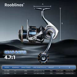 Carrete Rooblinos DG 12000-16000 7+1 Rodamientos Inox Manivella Roscada