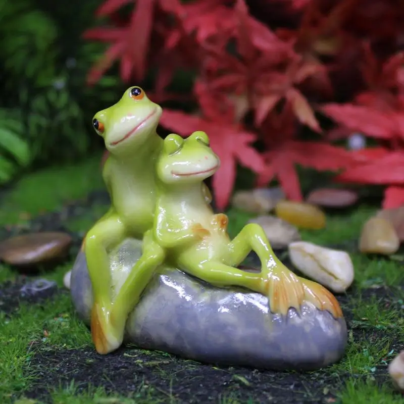 Mini figuras de ranas de resina para terrarios y jardines - imagen 3