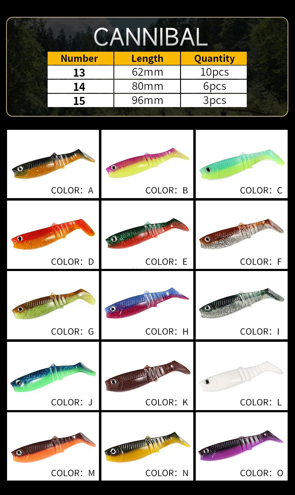 Variedad de colores para adaptar el señuelo