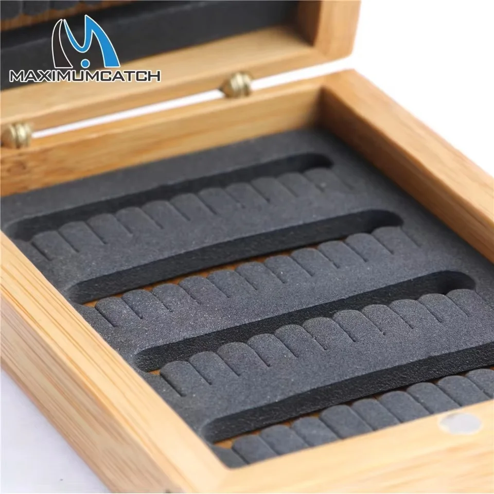 MAXIMUMCATCH Caja para moscas de madera natural con gancho ajustable - imagen 5