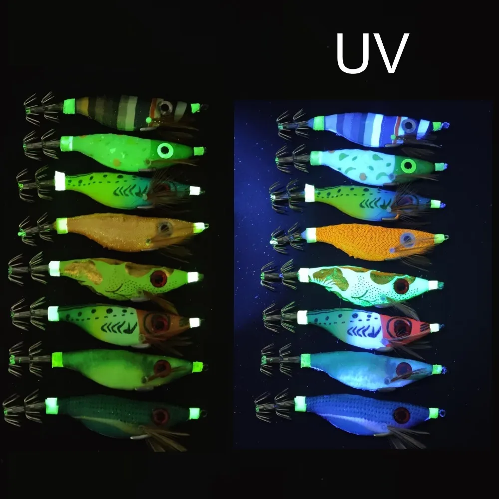 Señuelos Egi horizontales luminosos para calamar con anzuelos paraguas - imagen 3
