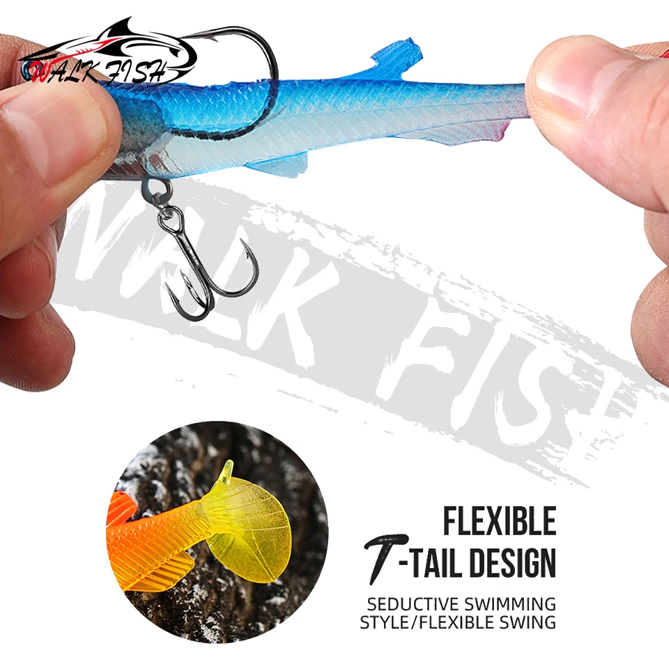 Detalle de la cabeza de jig y cuerpo flexible