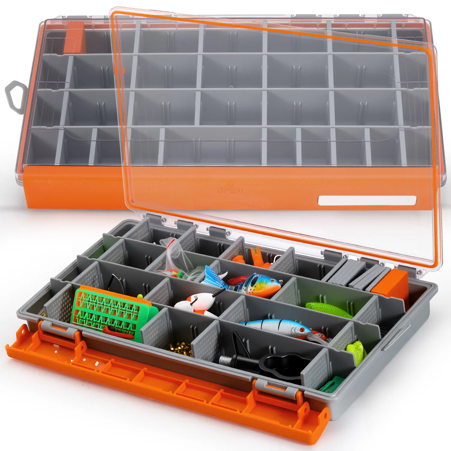 Interior de la caja con compartimentos