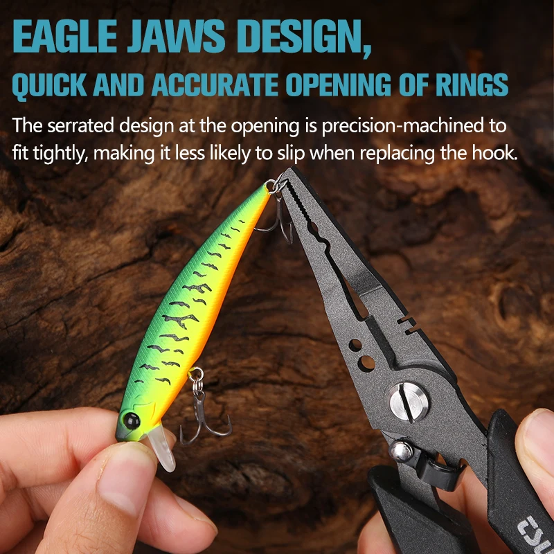 Alicales de pesca TSURINOYA RS-1092 acero inox mango ABS corte trenzado - imagen 2