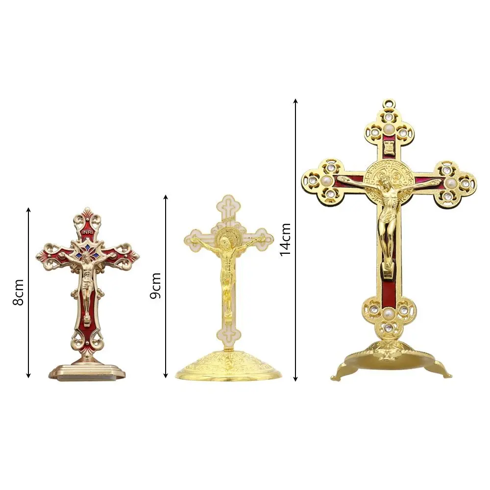 Cruz de mesa esmaltada dorada para decoración metálica - imagen 5