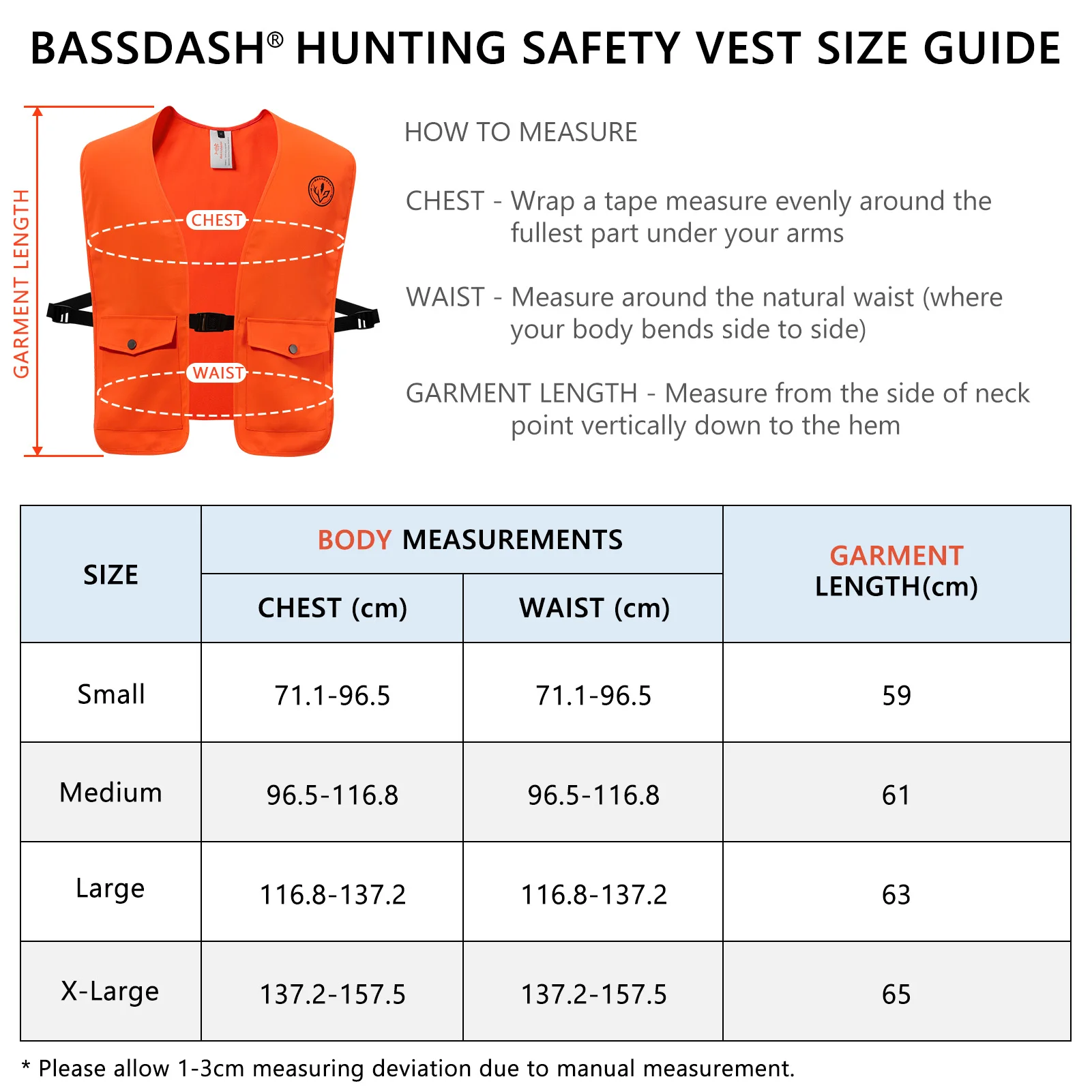 Chaleco reflectante BASSDASH Blaze Orange visibilidad alta pesca - imagen 3