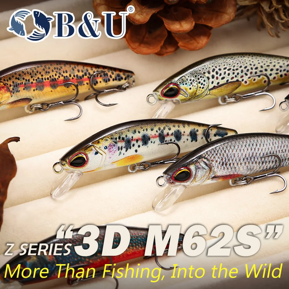 Señuelos B&U Minnow Jerkbait para trucha con triples BKK - imagen 4