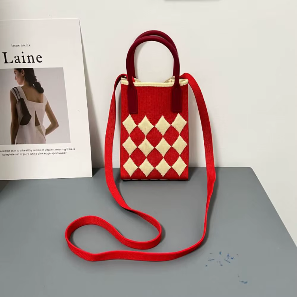 Bolso tote de punto para mujer con cadena y asa bandolera - imagen 3