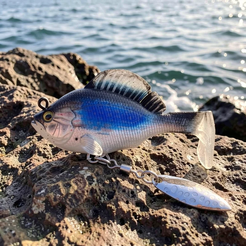 Señuelo blando Gill Jig con cuchilla giratoria para lubina
