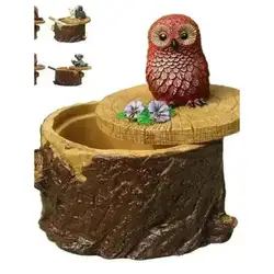 Cenicero de resina con tapa y diseño de estatua animal