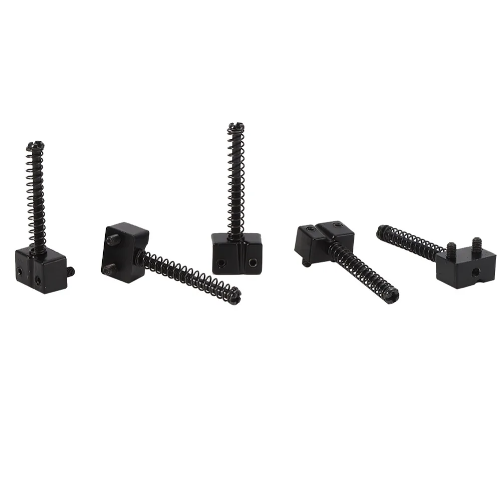 Soporte metálico para cuerdas de bajo negro con tornillos y resortes - imagen 2