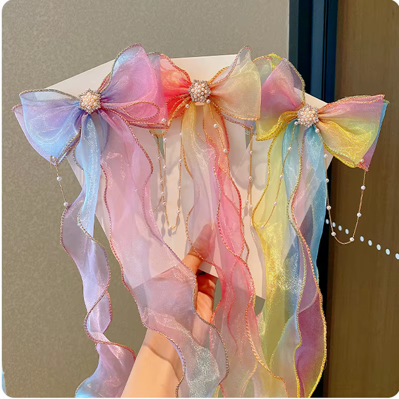 Horquillas lazo de gasa coloridas - Accesorios para el pelo ninas - imagen 3