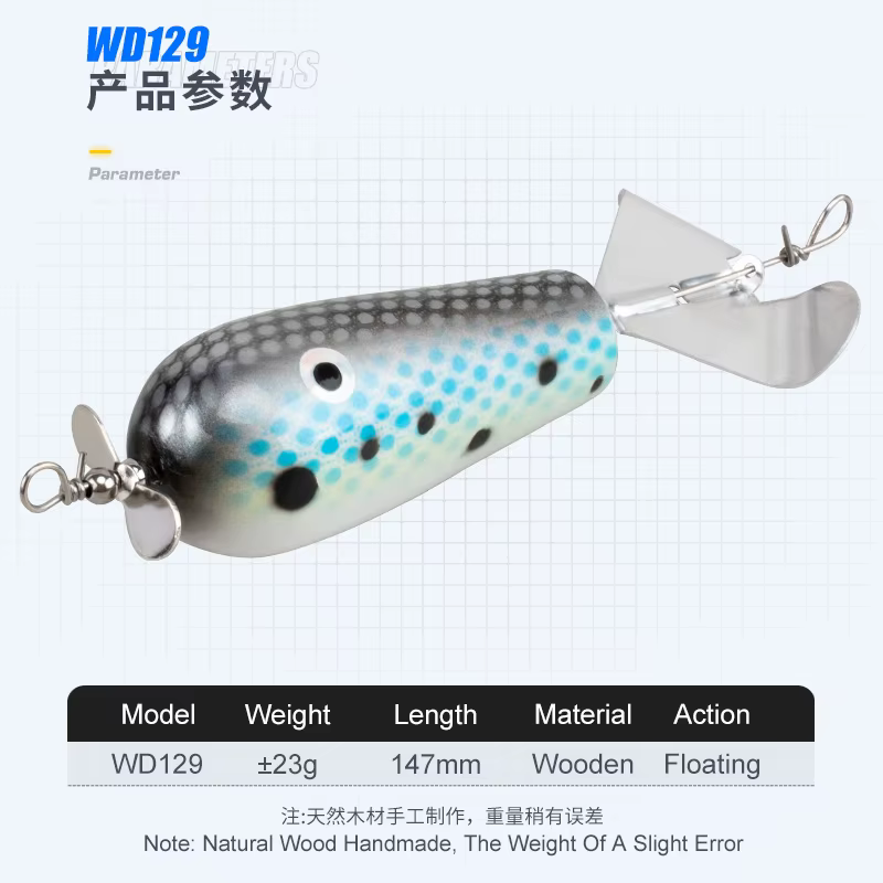 Señuelo Popper Madera Obsession WD129 – Cebo Topwater hélice doble - imagen 3