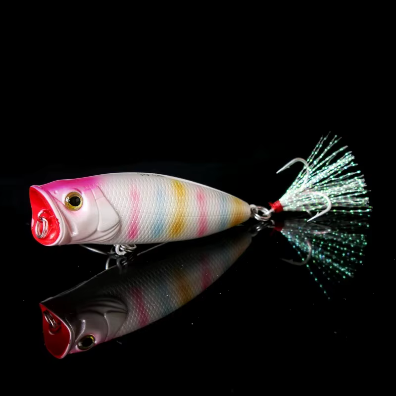 Popper sankehead de 70 mm para achigán – Flotante con triple anzuelo - imagen 2