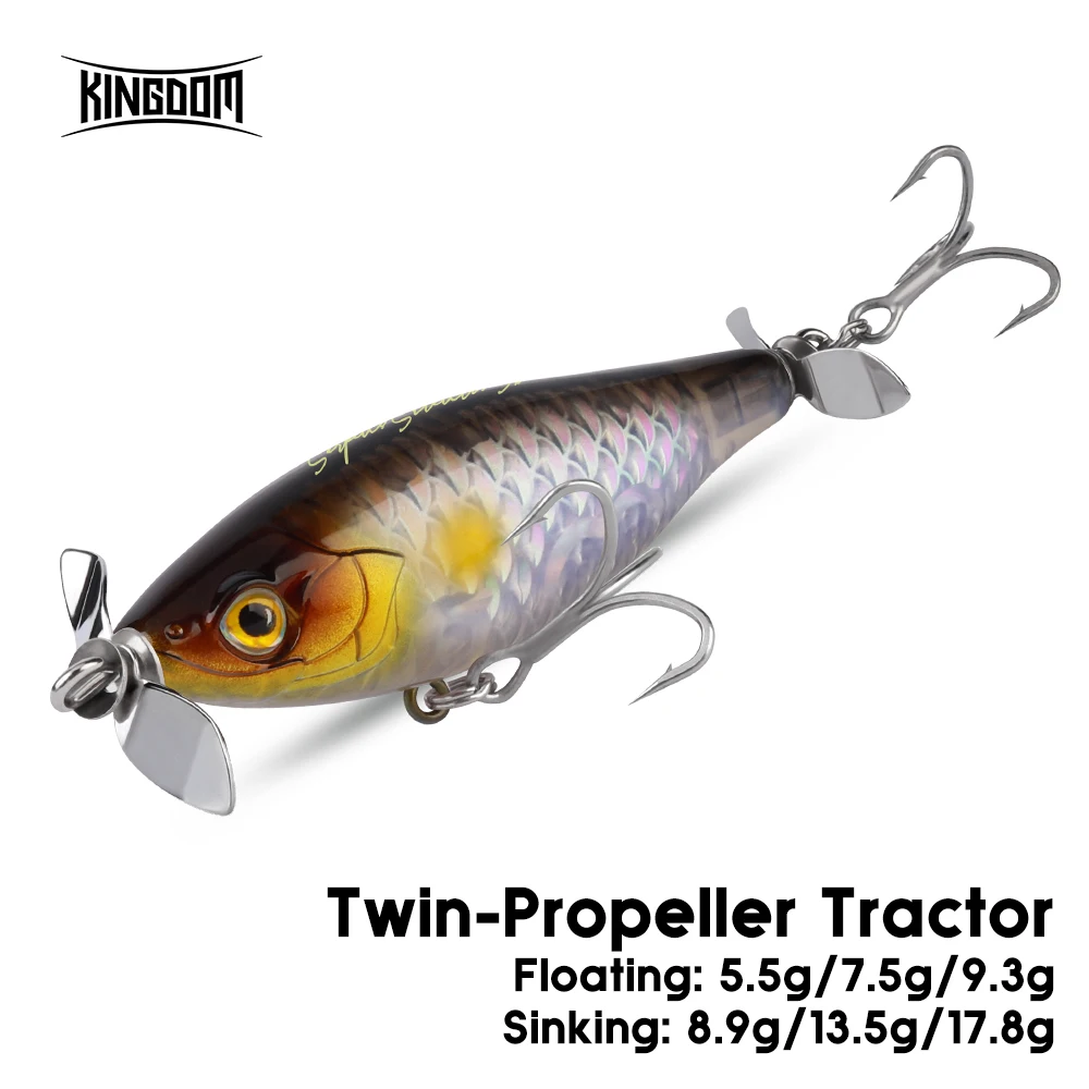 Stickbait twin propeller flotante o hundiente para agua dulce