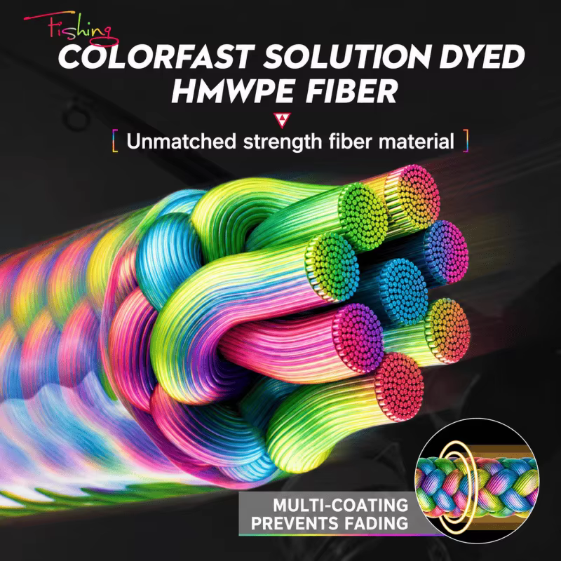 Línea Trenzada X8 PE Multicolor Alta Resistencia para Agua Dulce y Salada