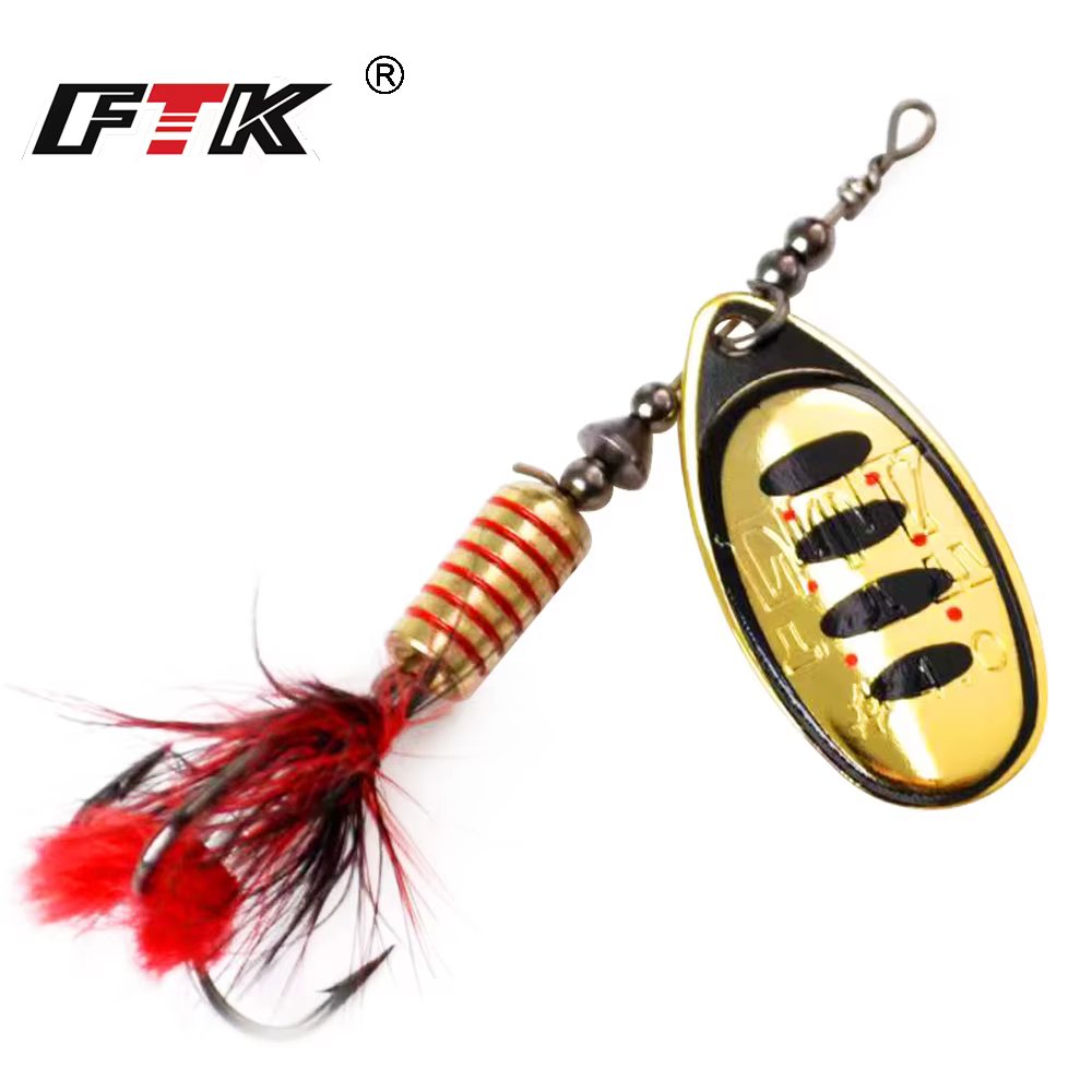 FTK Señuelo Giratorio 7,5/12/17,5 g - Cuchara de metal con plumas