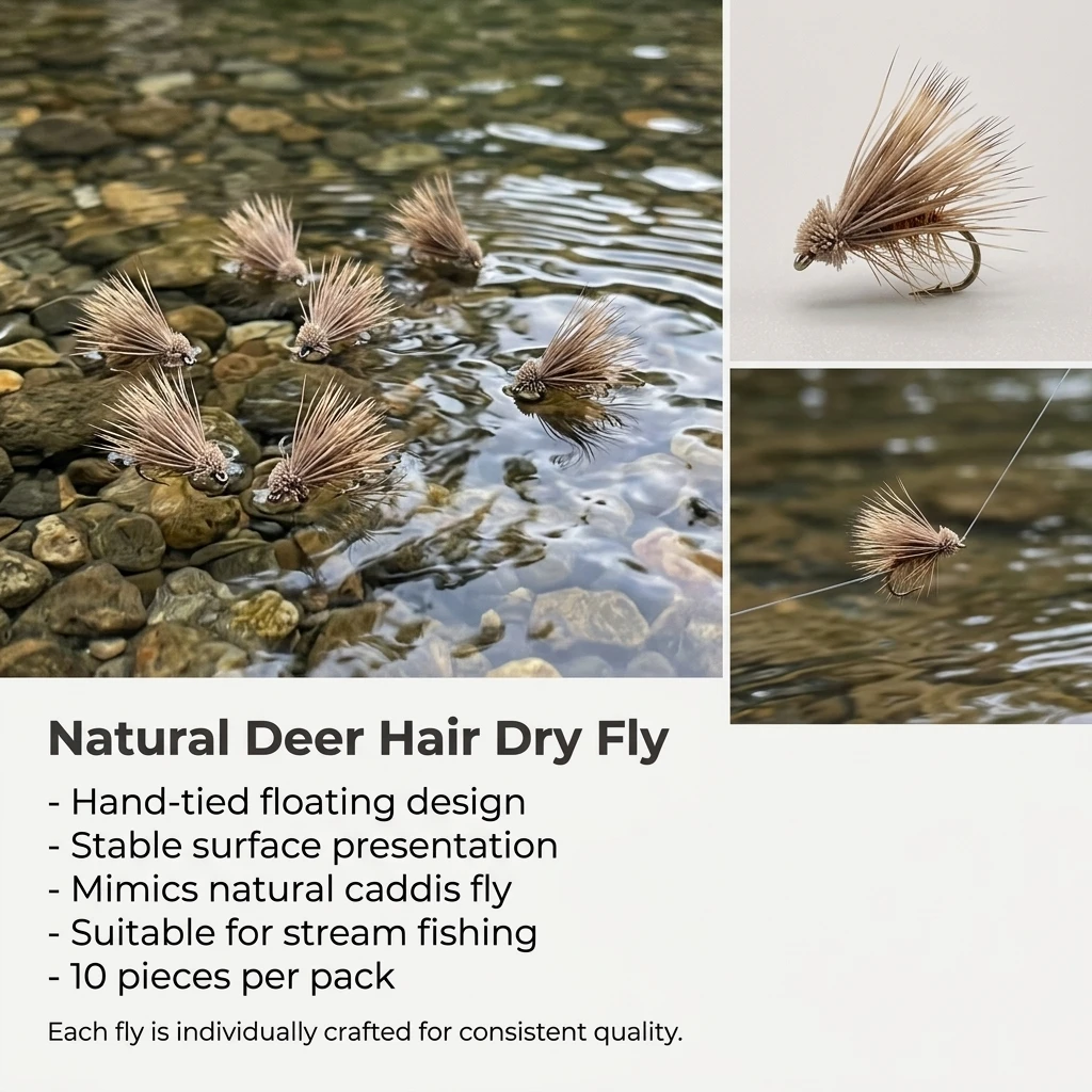 Mosca seca Caddis de pelo de ciervo natural para trucha - imagen 5