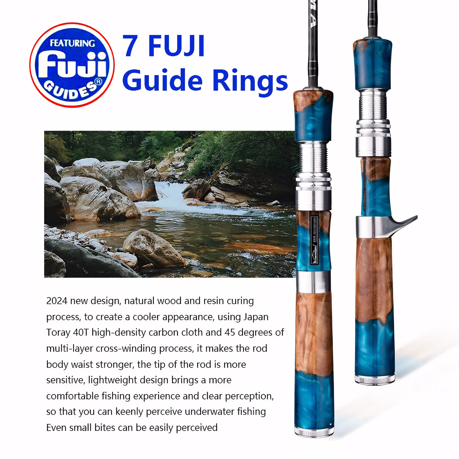 Caña spinning UL 40T Fuji – Ultraligera para trucha, lubina y carpa - imagen 3