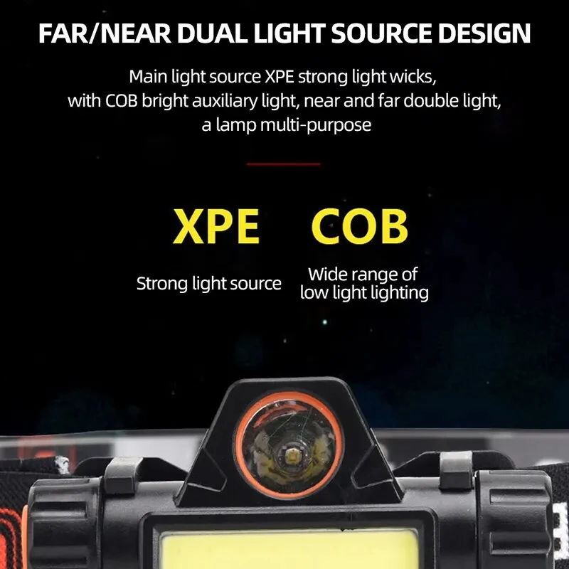 Linterna frontal LED COB recargable USB magnética para pesca - imagen 4