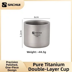 Taza titanio doble pared ligera para camping y pesca