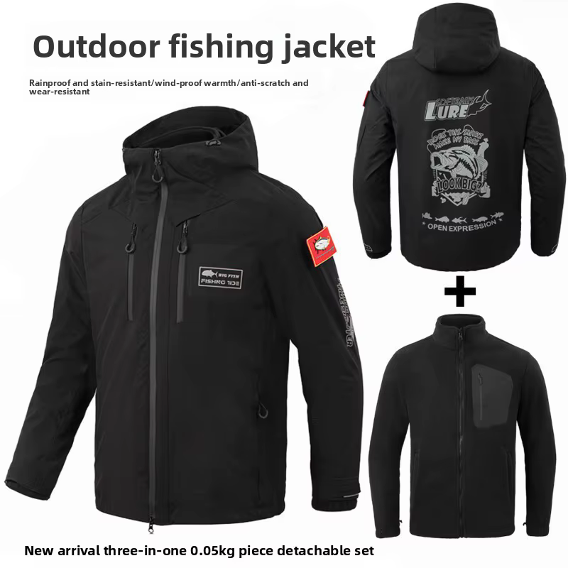 Chaqueta de pesca de invierno dos piezas impermeable extraíble - imagen 5
