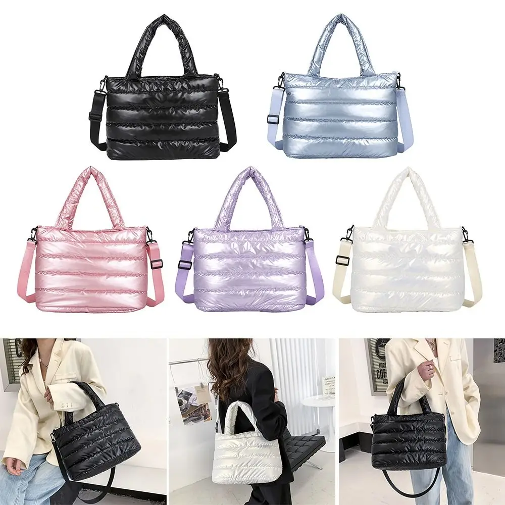 Bolso bandolera acolchado ligero puffer para mujer – tote de hombro - imagen 4