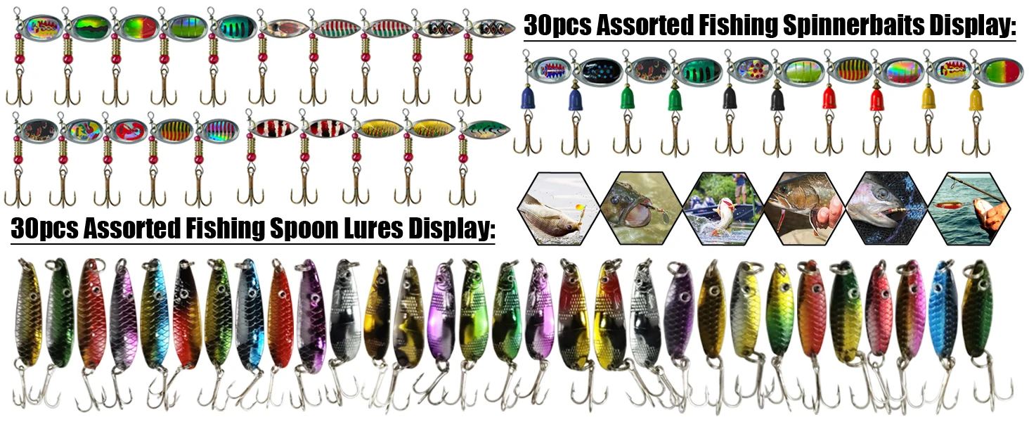 Detalle de señuelos tipo cuchara/spinnerbait metálicos