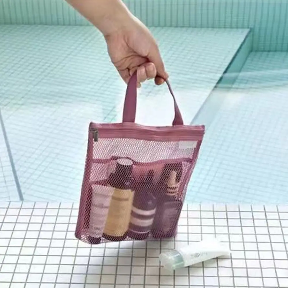 Bolsa colgante de malla para cosméticos