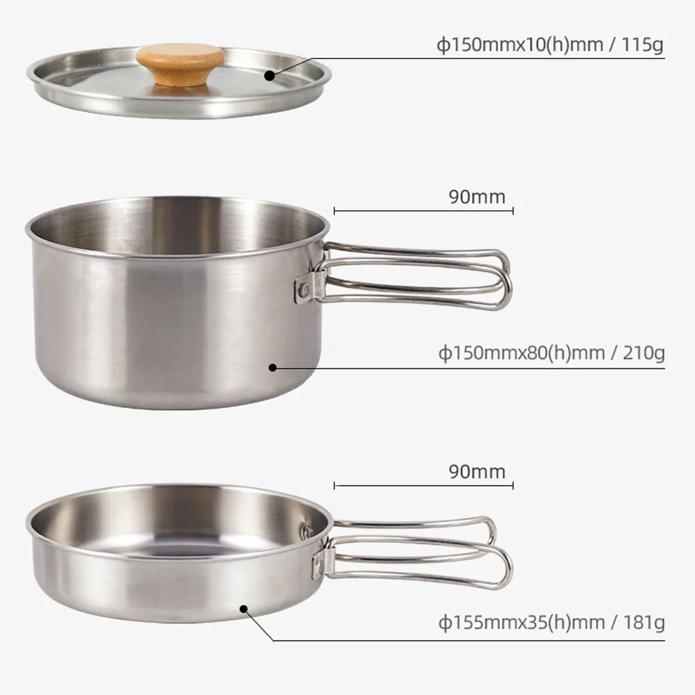 Utensilios de cocina de acero inoxidable para camping y senderismo