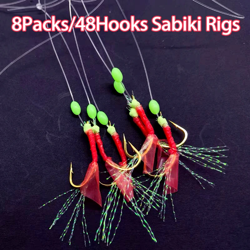 Kit Sabiki nocturno – Anzuelos de carbono con cuentas para caballa - imagen 5