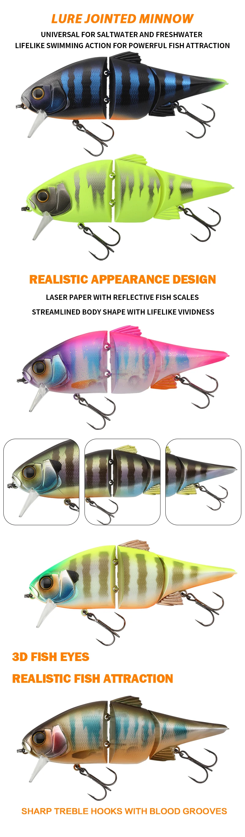 Señuelo de pesca multiarticulado 115MM 30G flotante