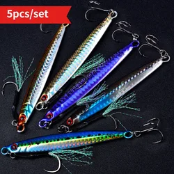 Jigs metálicos reflectantes ojo 3D - Anzuelo triple para lubina en salada