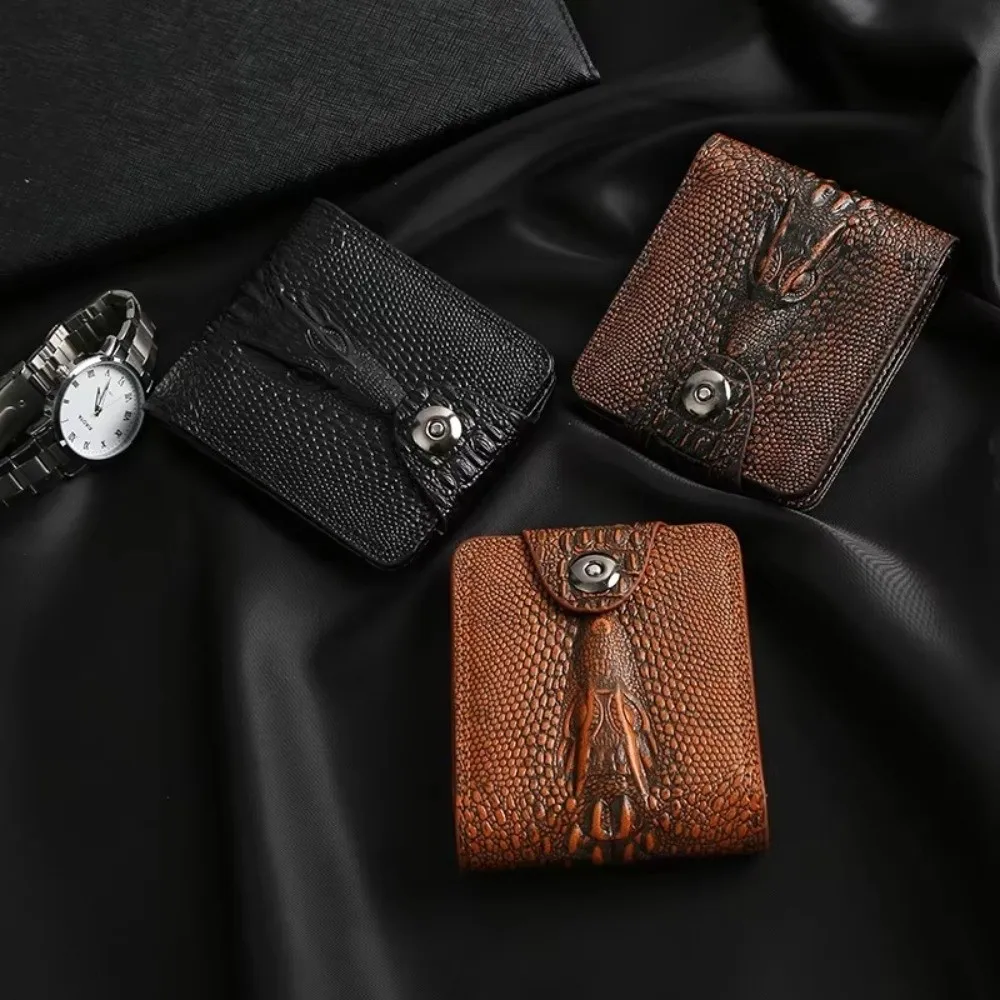 Cartera corta de piel sintética efecto cocodrilo con cremallera - imagen 3
