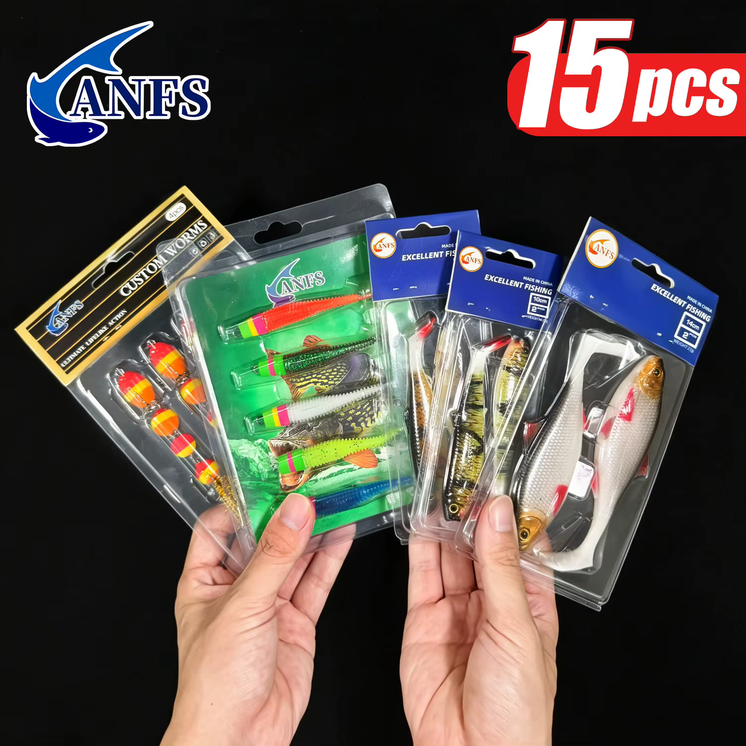 Set 15 Señuelos ANFS – Perca, Lucio y Carpa